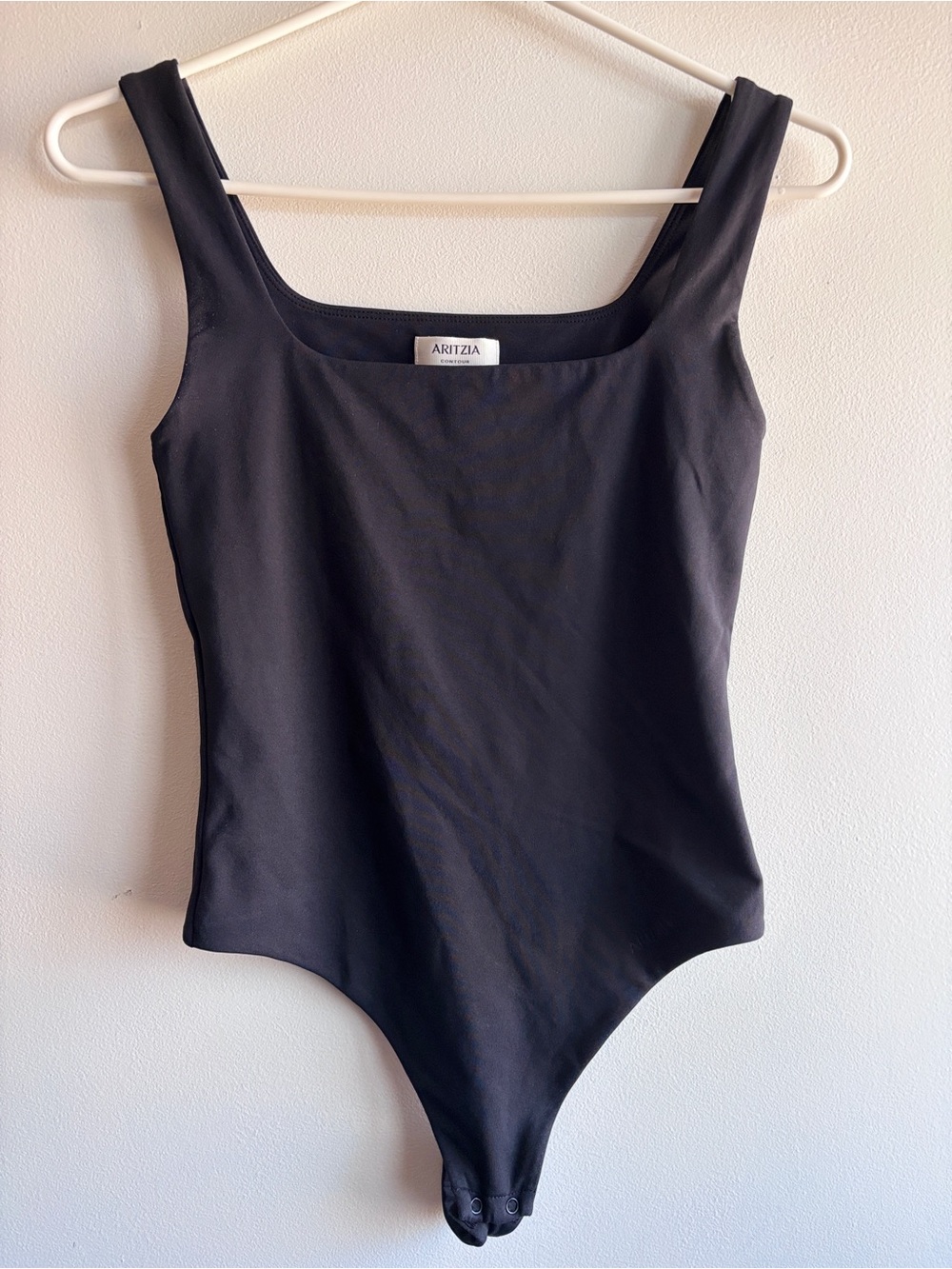 Aritzia Babaton Contour Black Square Neck Bodysuit S Double Layer